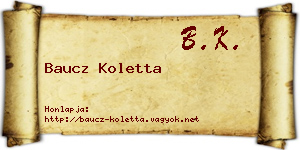 Baucz Koletta névjegykártya